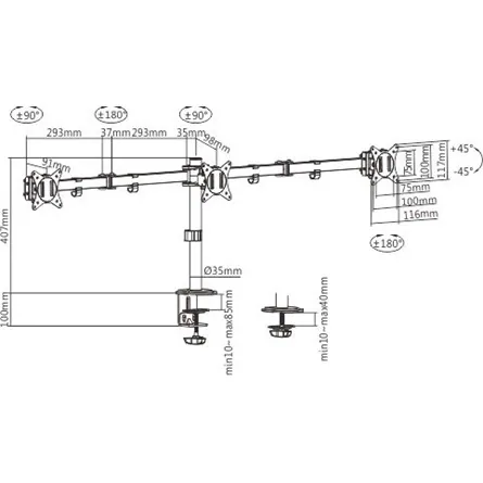 Gembird MA-D3-01 17"-27" monitor tartó asztalra fekete – 2. kép