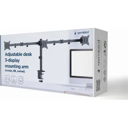 Gembird MA-D3-01 17"-27" monitor tartó asztalra fekete – 3. kép