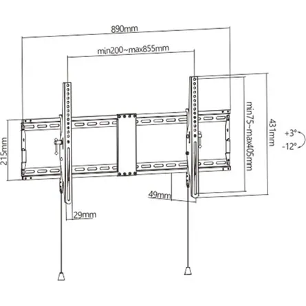 Gembird WM-90T-01 Filt TV Wall Mount 43"-90" Black – 2. kép