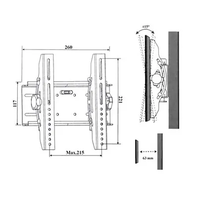 Harmantrade P14ST monitor TV 17"-40" fali tartó fekete – 2. kép