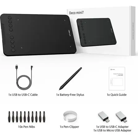 XP-PEN Grafikus tábla - Deco Mini 7 V2 (7"x4,37", 5080 LPI, PS 16K, 220 RPS, 8 gomb, USB-C) – 5. kép