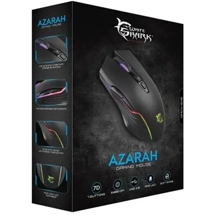 WHITE SHARK GM-5003 AZARAH gaming egér, fekete, 6400dpi – 6. kép