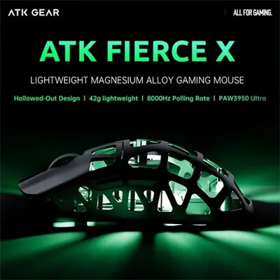ATK Fierce X 8K optikai USB / vezeték nélküli gaming egér fehér – 2. kép
