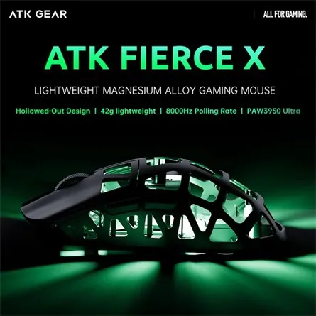 ATK Fierce X 8K optikai USB / vezeték nélküli gaming egér ezüst-szürke – 2. kép