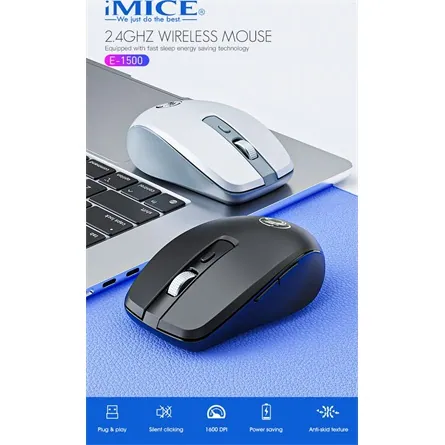 iMICE E-1500 optikai vezeték nélküli egér fekete – 8. kép