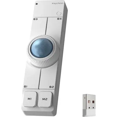Keychron Nape Pro optikai Bluetooth / vezeték nélküli trackball fehér – 2. kép