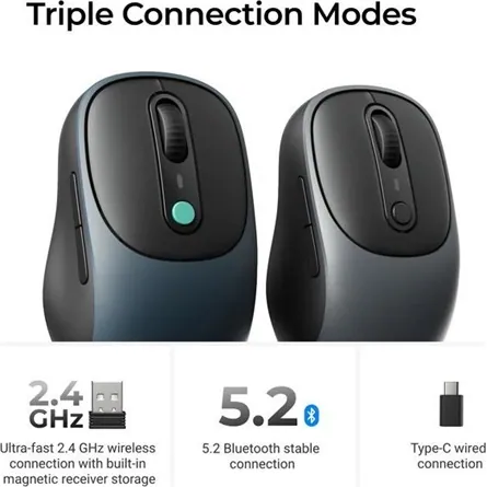 Keychron BM24 optikai Bluetooth / vezeték nélküli egér szürke-fekete – 4. kép