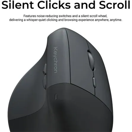 Keychron BM27 Ergonomic optikai Bluetooth / vezeték nélküli egér fekete-szürke – 5. kép