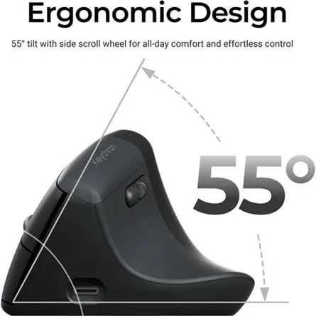 Keychron BM27 Ergonomic optikai Bluetooth / vezeték nélküli egér fekete-szürke – 6. kép