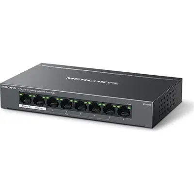Mercusys Switch  PoE - MS108GP (8 port 1Gbps; 7 af/at PoE+ port; 65W; 250m; fém ház) – 2. kép