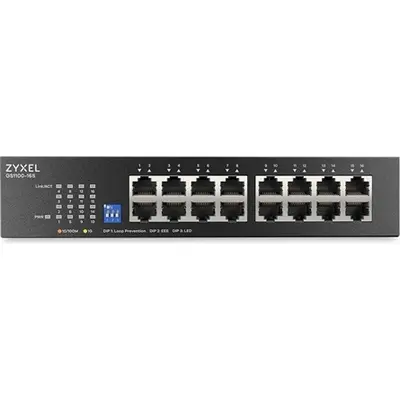 ZYXEL Switch 16x1000Mbps Fémházas Rackes Unmanaged DIP Selector, GS1100-16S-EU0101F