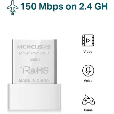 Mercusys Hálózati adapter WiFi N150 - MW150US (USB2.0; 150Mpbs 2,4GHz; micro méret) – 2. kép