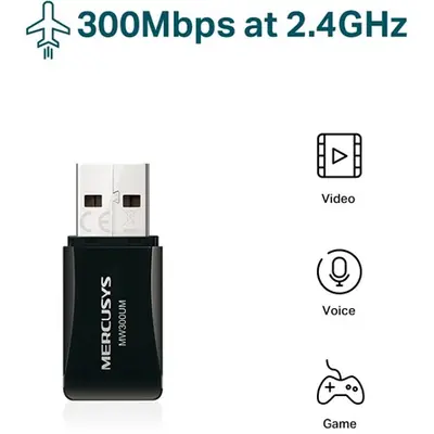 Mercusys Hálózati adapter WiFi N300 - MW300UM (USB2.0; 300Mpbs 2,4GHz) – 2. kép