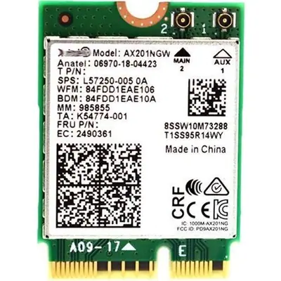 Intel NIC WI-FI 6 AX201 2230 2x2 AX+BT No vPro