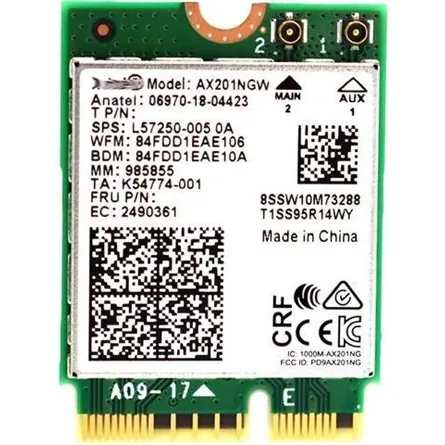 Intel NIC WI-FI 6 AX201 2230 2x2 AX+BT No vPro