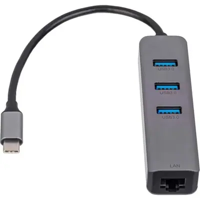 Akyga AK-AD-66 HUB USB Type-C to 3x USB 3.0 Network Card 10/100/1000 15cm