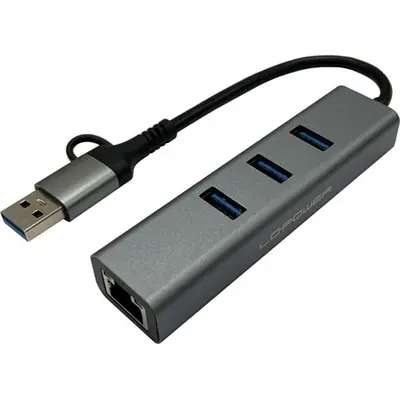 USB-->UTP 10/100/1000 átalakító (USB 3.2) +hub LC Power LC-HUB-C-MULTI-9