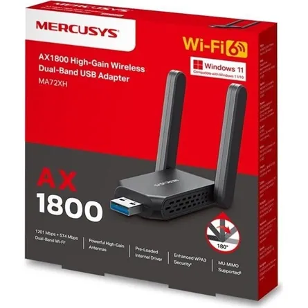 Mercusys MA72XH 1,8Gb/s USB-A Dual-Band Wi-Fi hálózati adapter – 4. kép