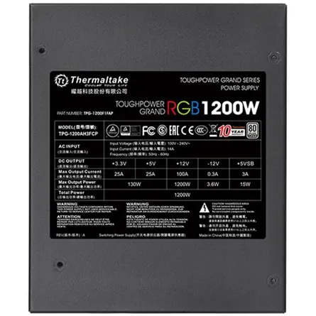 Thermaltake Toughpower Grand RGB ATX gamer tápegység 1200W 80+ Platinum BOX – 4. kép