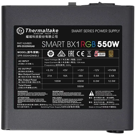 Thermaltake Smart BX1 RGB ATX gamer tápegység 550W 80+ Bronze BOX – 8. kép