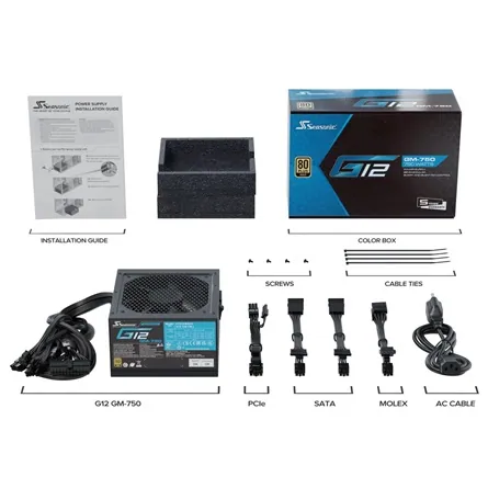 Seasonic G12 GM (2024) ATX tápegység 750W 80+ Gold BOX – 7. kép