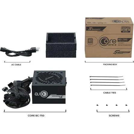 Seasonic Core BC ATX 3.1 ATX desktop tápegység 750W 80+ Bronze BOX – 7. kép