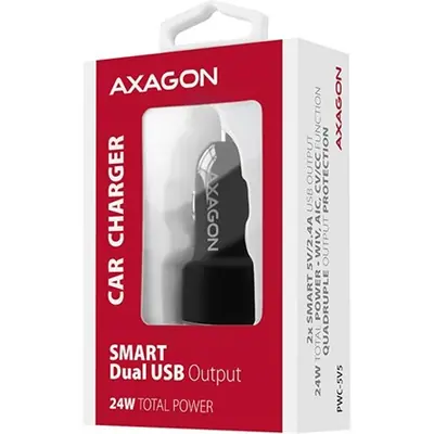 AXAGON PWC-5V5 2.4A + 2.4A Car Charger Black – 2. kép