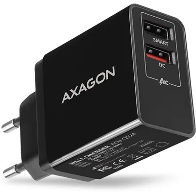 AXAGON ACU-QS24 QC3.0 + 5V-1.2A Wall Charger Black