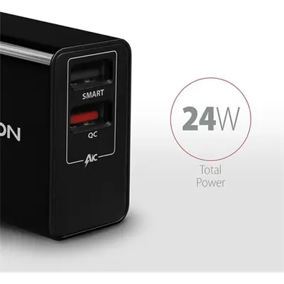 AXAGON ACU-QS24 QC3.0 + 5V-1.2A Wall Charger Black – 2. kép