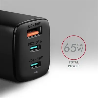 AXAGON ACU-DPQ65 QC4 + USB-C PD Wall Charger Black – 2. kép