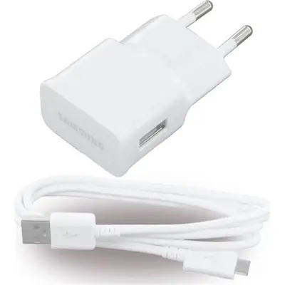 Samsung 5W univerzális hálózati töltő adapter fehér + ECB-DU4AWE microUSB kábel (Gigapack csomagolás)