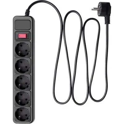 Akyga AK-SP-06A Túlfeszültségvédő Kapcsolóval 5DIN 1,8m Black – 2. kép