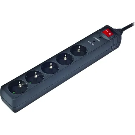 Gembird SPG5-C-5 Túlfeszültségvédő Kapcsolóval 5DIN 1,5m Black