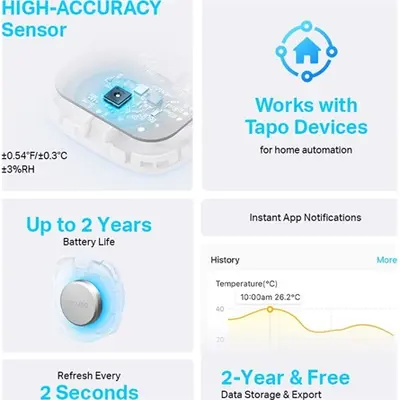 TP-LINK Tapo T310 hőmérséklet és páratartalom mérő – 2. kép