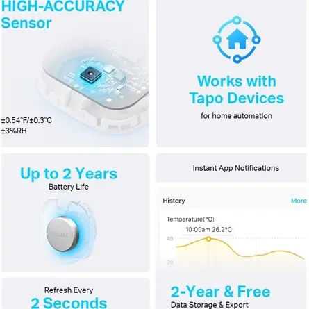 TP-LINK Tapo T310 hőmérséklet és páratartalom mérő – 2. kép