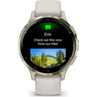Garmin Venu 3S Soft Gold Stainless Steel Bezel with Ivory Case and Silicone Band