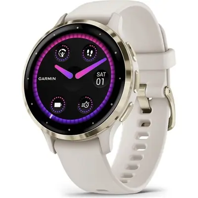 Garmin Venu 3S Soft Gold Stainless Steel Bezel with Ivory Case and Silicone Band – 2. kép