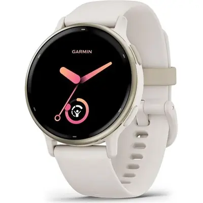 Garmin Vivoactive 5 Cream Gold Aluminum Bezel with Ivory Case and Silicone Band