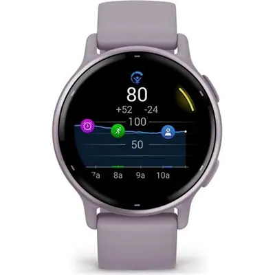 Garmin Vivoactive 5 Metallic Orchid Aluminium Bezel with Orchid Case and Silicone Band