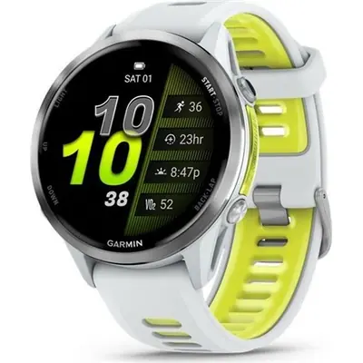 Garmin Forerunner 970 Titanium with Whitestone Case and Whitestone/Translucent Amp Yellow Band – 2. kép