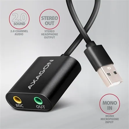 AXAGON ADA-12 USB Cable Audio 2.0 USB Hangkártya – 2. kép