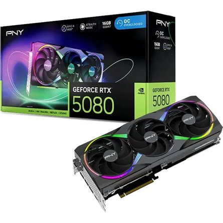 PNY GeForce RTX5080 16GB DDR7 Overclocked Triple Fan – 8. kép