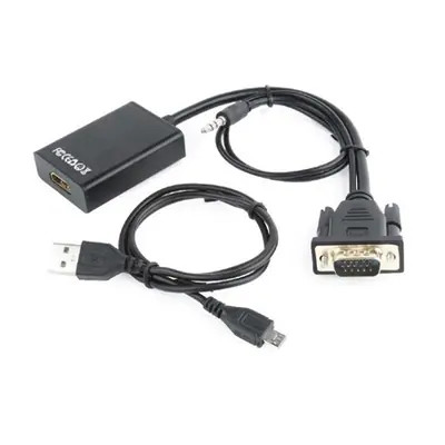 Gembird VGA Jack stereo 3,5mm -> HDMI M/F adapter 0.15m fekete – 2. kép