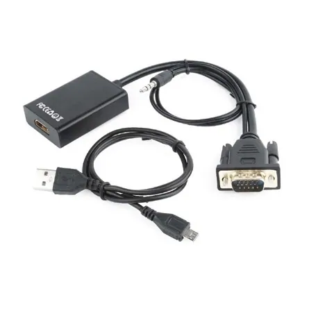 Gembird VGA Jack stereo 3,5mm -> HDMI M/F adapter 0.15m fekete – 2. kép