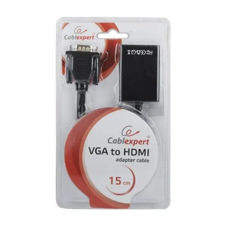 Gembird VGA Jack stereo 3,5mm -> HDMI M/F adapter 0.15m fekete – 3. kép
