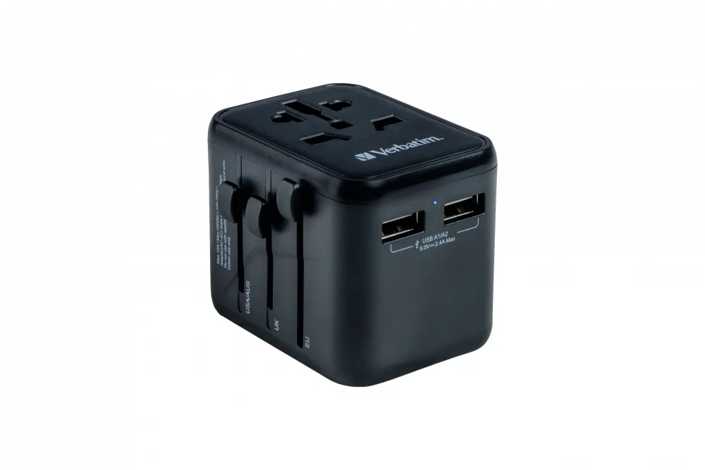 Verbatim Universal Travel Adapter UTA-01 Plug with 2 x USB-A ports – 5. kép