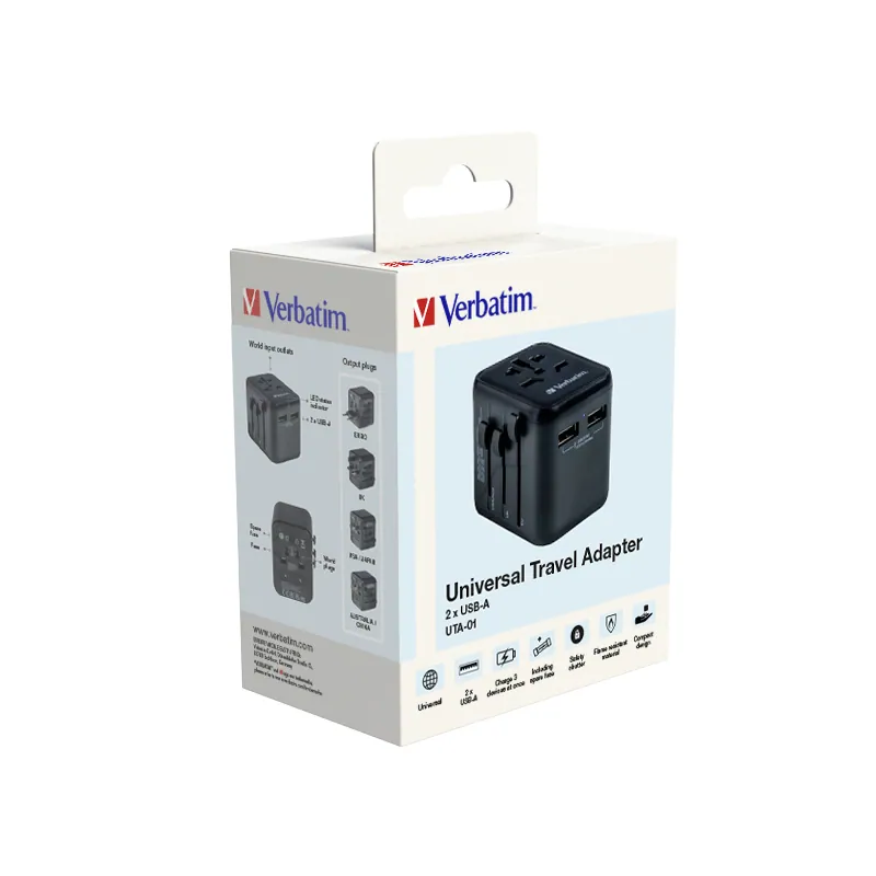 Verbatim Universal Travel Adapter UTA-01 Plug with 2 x USB-A ports – 7. kép